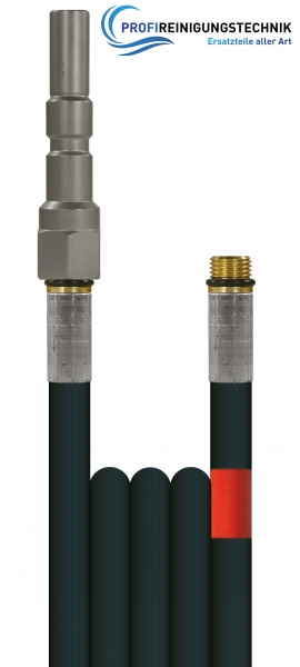 Rohrreinigungsleitung "Flexy" mit einer Drahteinlage und glatter Oberfläche / Nennweite 6 / 300 Bar / 100 °C / Stecknippel : AG "mit O-Ring" - KW : 1/4"